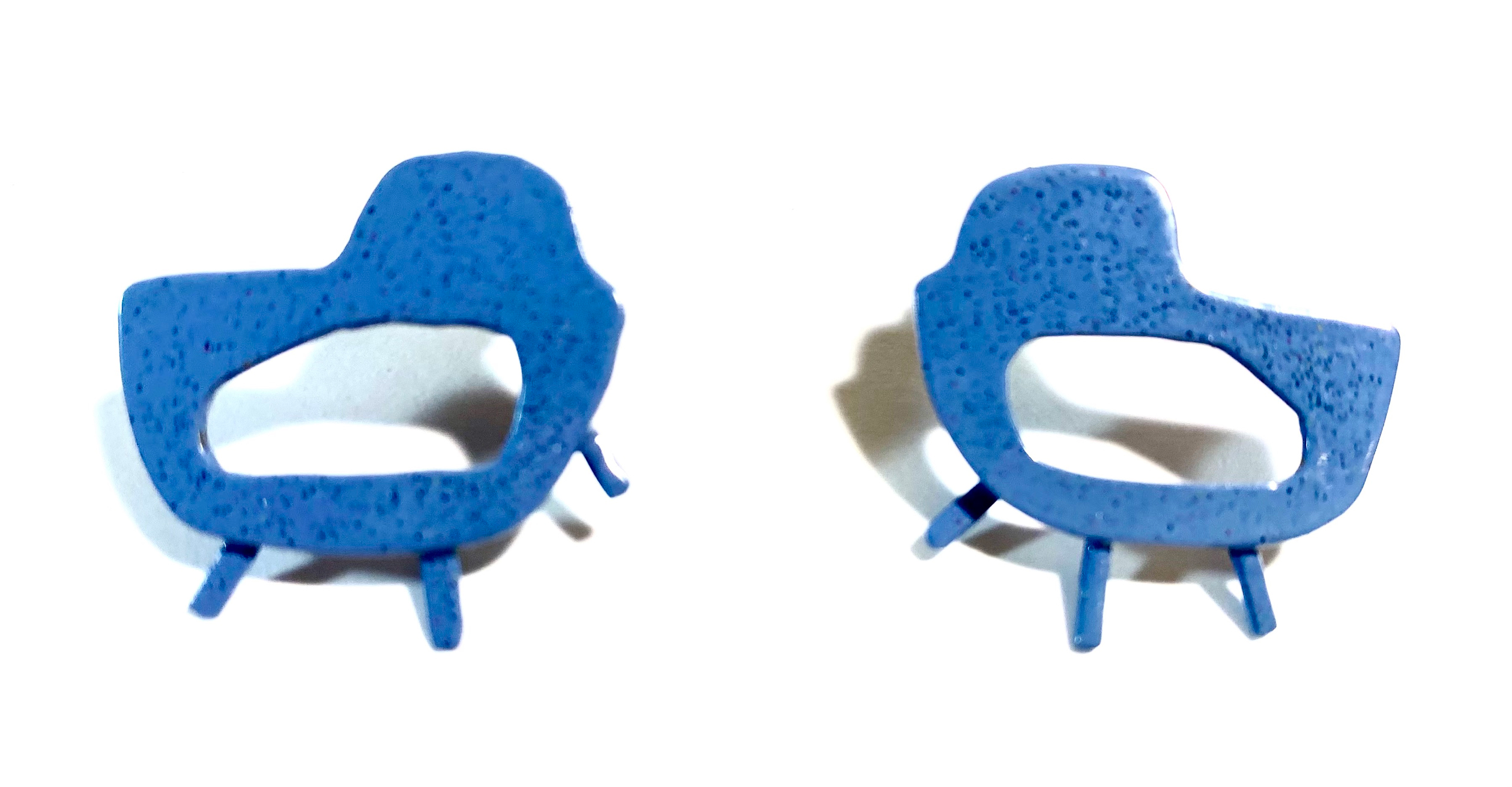 2 blue chair earring by Susan Mollet